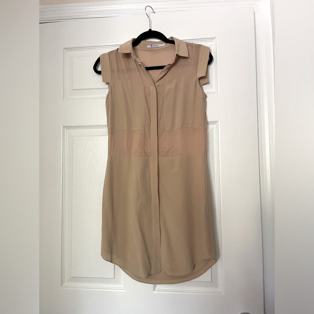 T by Alexander Wang silk and mesh dress